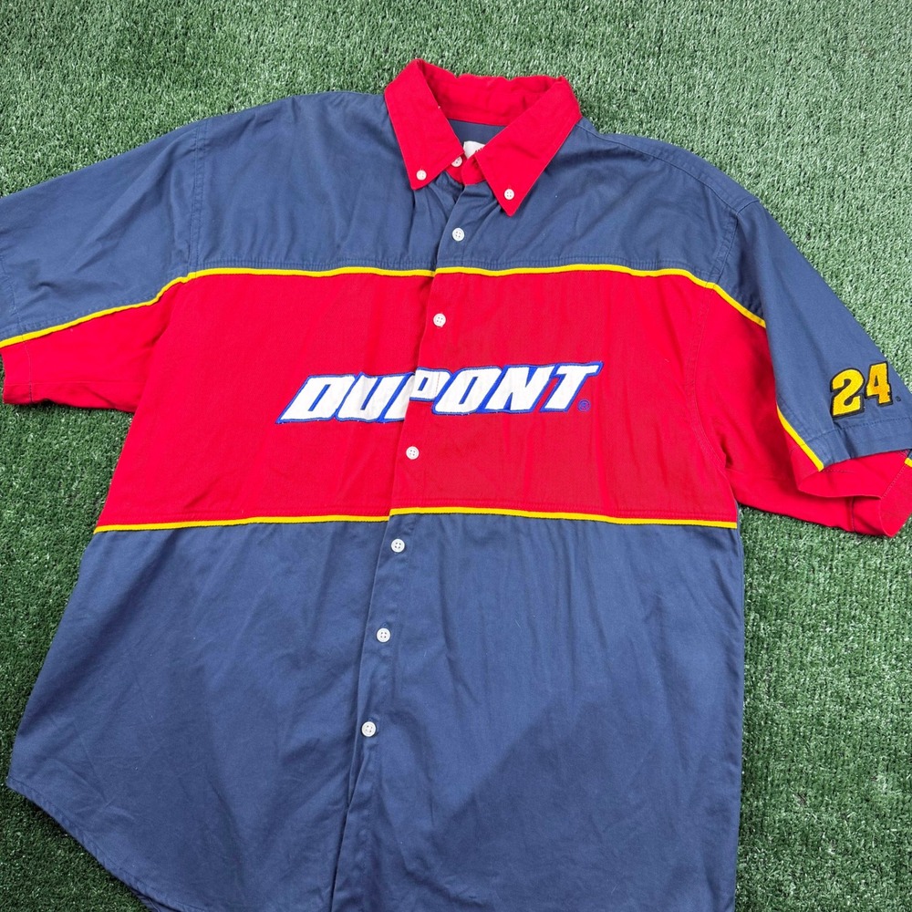 Winners Circle Jeff Gordon NASCAR DuPont 24 Racing Shirt Mens XL Blue Red Cotton